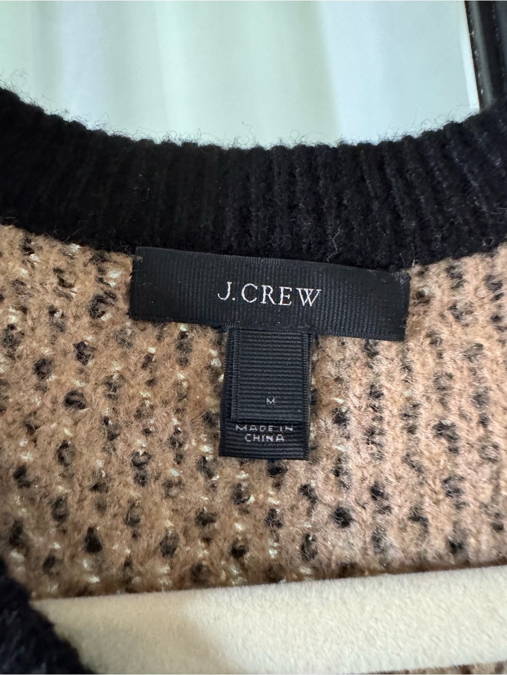 J. Crew Two-Tone Black and Brown Crewneck Sweater